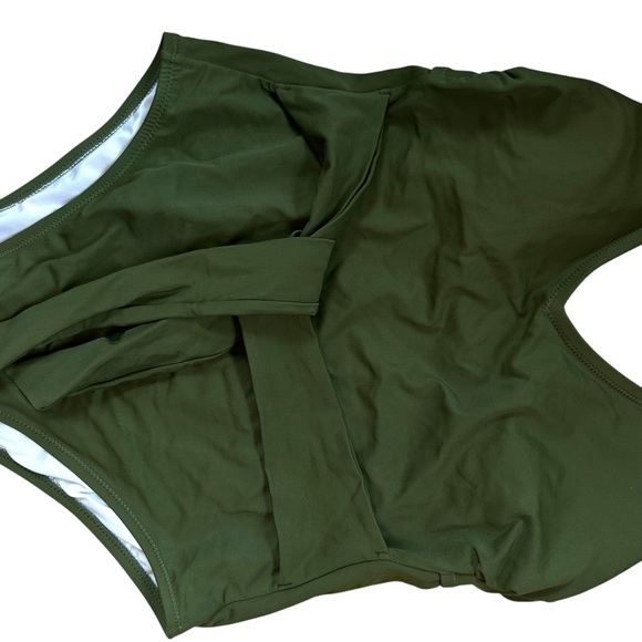 Shade & Shore One Piece Green Bathing Suit Tie front Sz M - Picture 7 of 9
